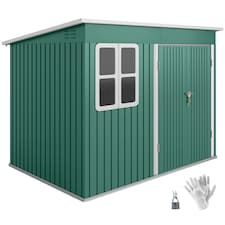 Outsunny 8.5 x 6ft Galvanised Steel Garden Shed with Foundation Kit, Green 
