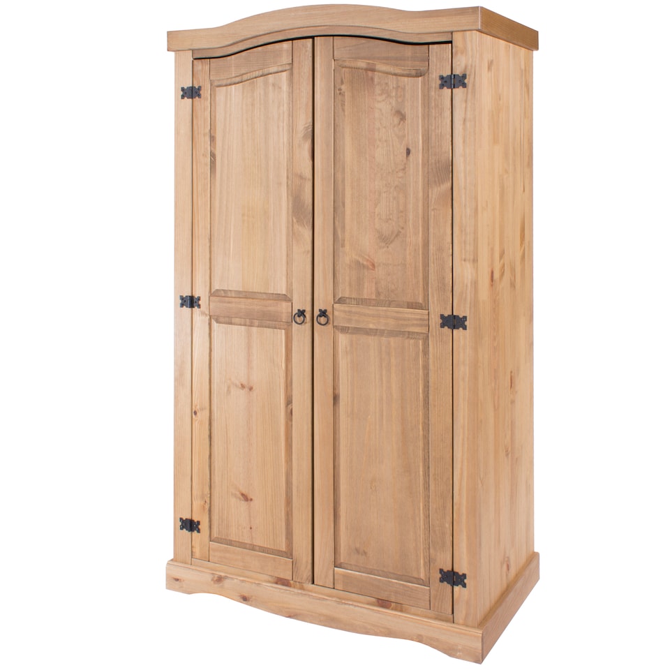 image 1 of Premium Corona 2 Door Wardrobe in Mexican Pine, Classic Design with Metal Hardware | Brown | Brown | One Size | 1