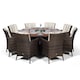 image 2 of Savannah Round 8 Seater Rattan Dining Set Ice Bucket Drinks Cooler | Brown | Brown