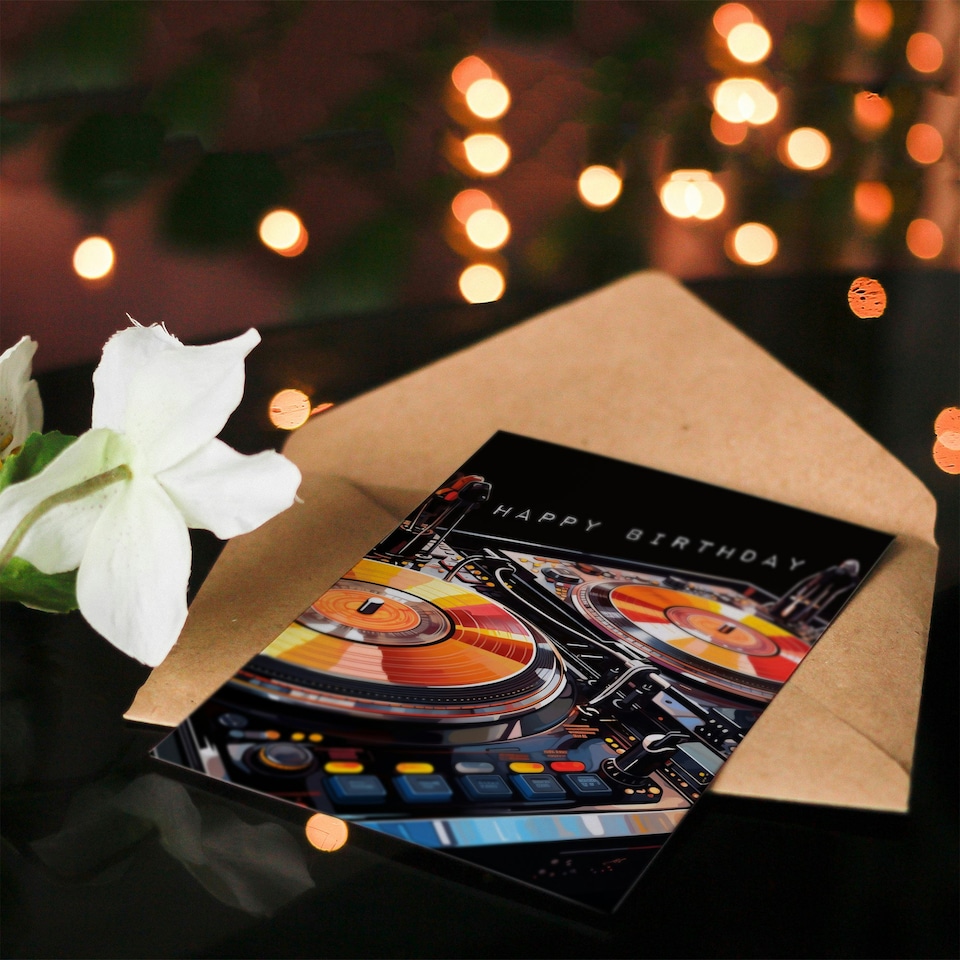 image 1 of Cool DJ Controller Decks Close Up Music Lover Birthday Greeting Card