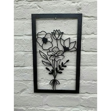 Framed Bouquet Garden Wall Art - W30 x H50 cm - Black