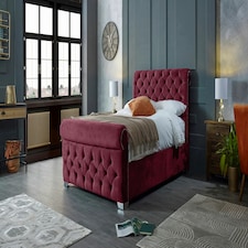 Veneta Plush Maroon Super King Bed Frame - Maroon