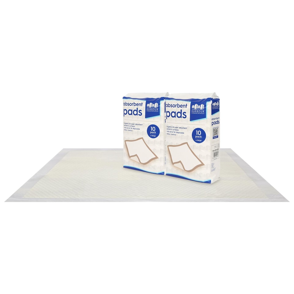 image 1 of Harbour Housewares 20x Disposable Incontinence Bed Pads - 60 x 89cm - Waterproof High Absorbency Mattress Protector Bed Sheet