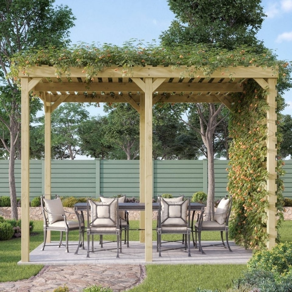 image 1 of Shade Pergola - Wood - L420 x W480 x H270 cm - Light Green
