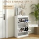 image 4 of HOMCOM Slim Shoe Storage Cabinet with 2 Flip Drawers, White