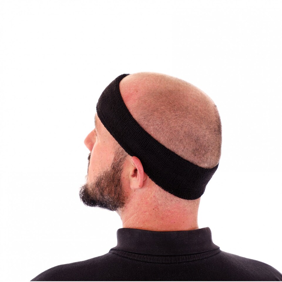 image 1 of Black Sport Gym Fitness Exercise Headband & Sweatband Set for Heads & Wrists