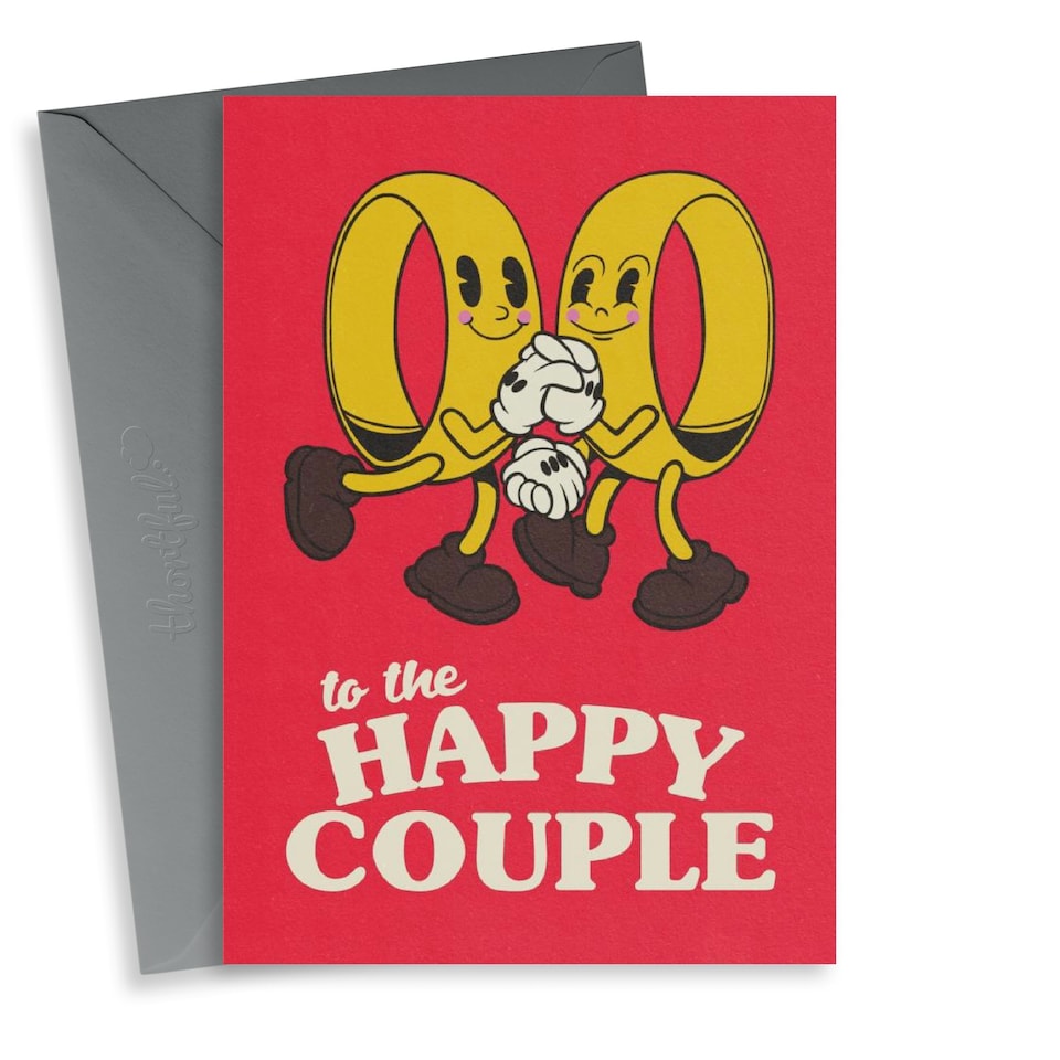 image 1 of Cute Retro Rings Wedding Card