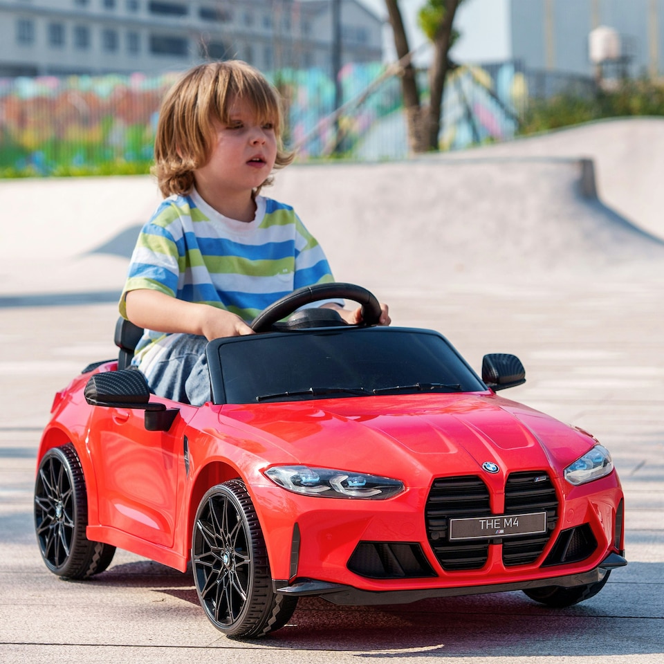 image 1 of AIYAPLAY 12V BMW M4 Licensed Kids Electric Car w/ Remote, Suspension, Red