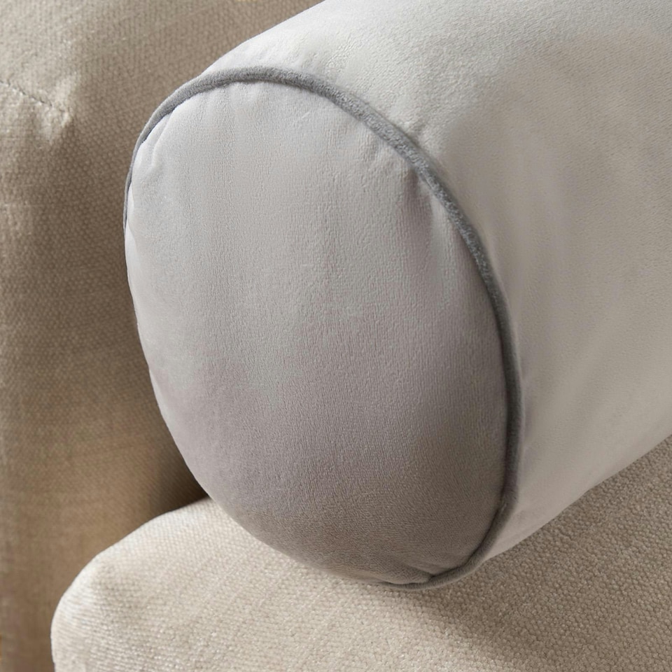 image 1 of OHS Matte Velvet Short Bolster Body Support Cushion, 46x20cm - Grey/Charcoal Grey