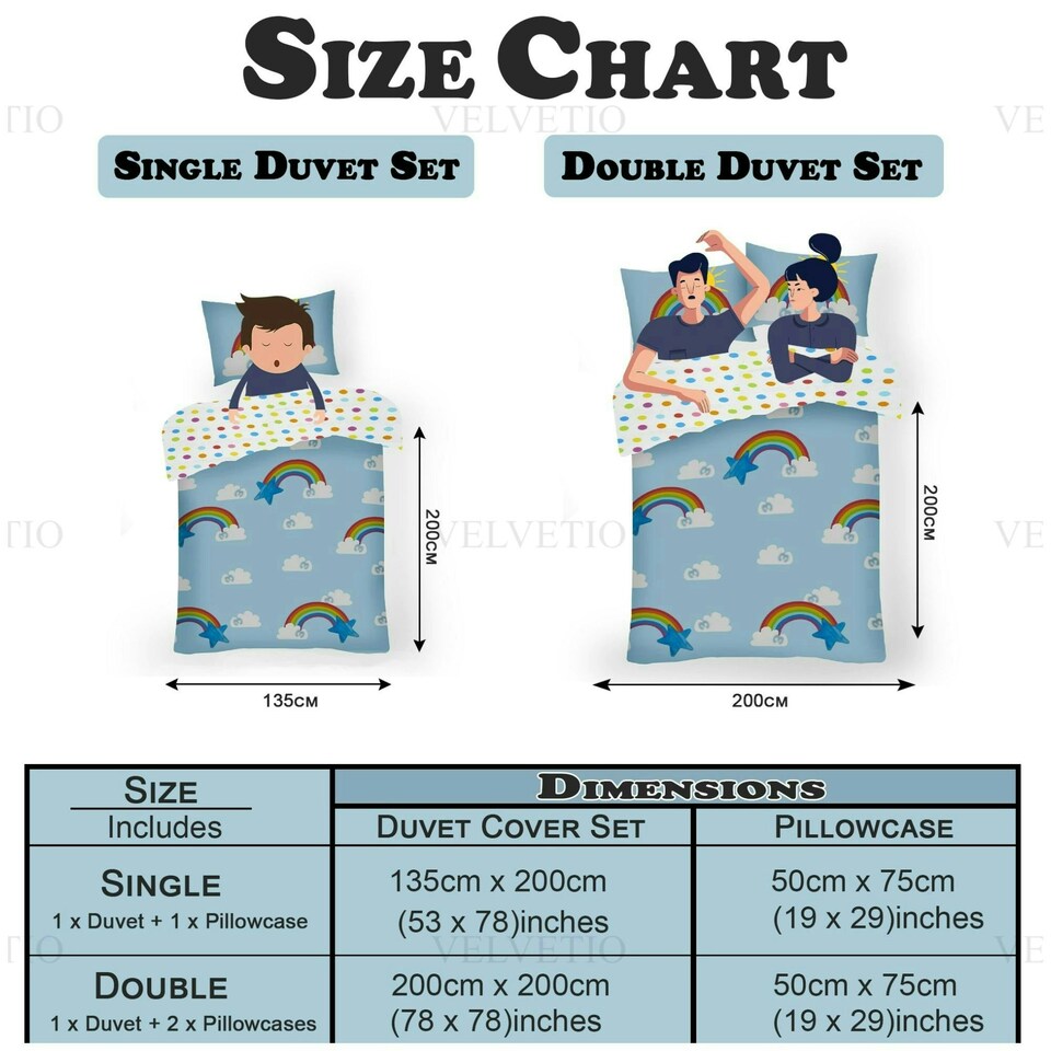 image 1 of VELVETIO Sunny Rainbow Duvet Cover Set Luxury Kids Printed Beddings Multi | Double