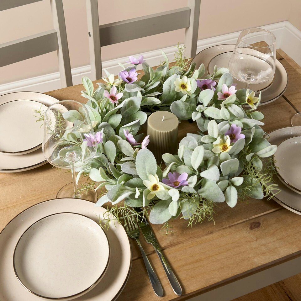 image 1 of OHS Natural Home Wall Table Decor Artificial Spring Wreath, 50cm - Pink