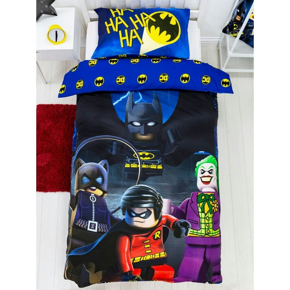 image 1 of Lego Superheroes Challenge Duvet Cover Set - Blue/Black/Red - Single Blue | Single