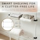 image 4 of Telescopic Wardrobe Organiser Double White Rail Clothes Rack Baskets Storage White | One Size