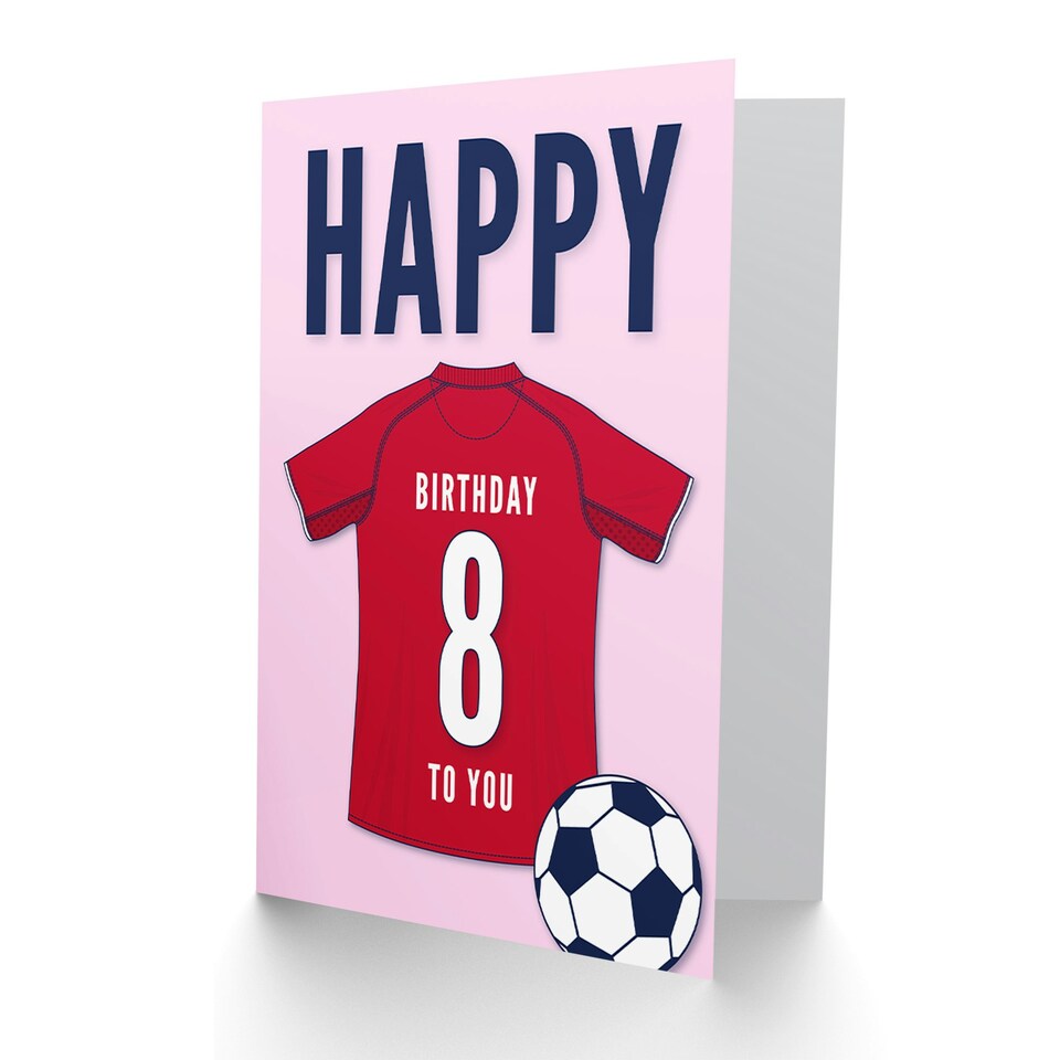 image 1 of Football Strip Kit Dark Red Jersey Age 8 Year Old Child Kids 8th Birthday Card