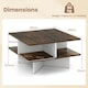 image 2 of COSTWAY 2-Tier Square Coffee Table 60cm Center Table Brown