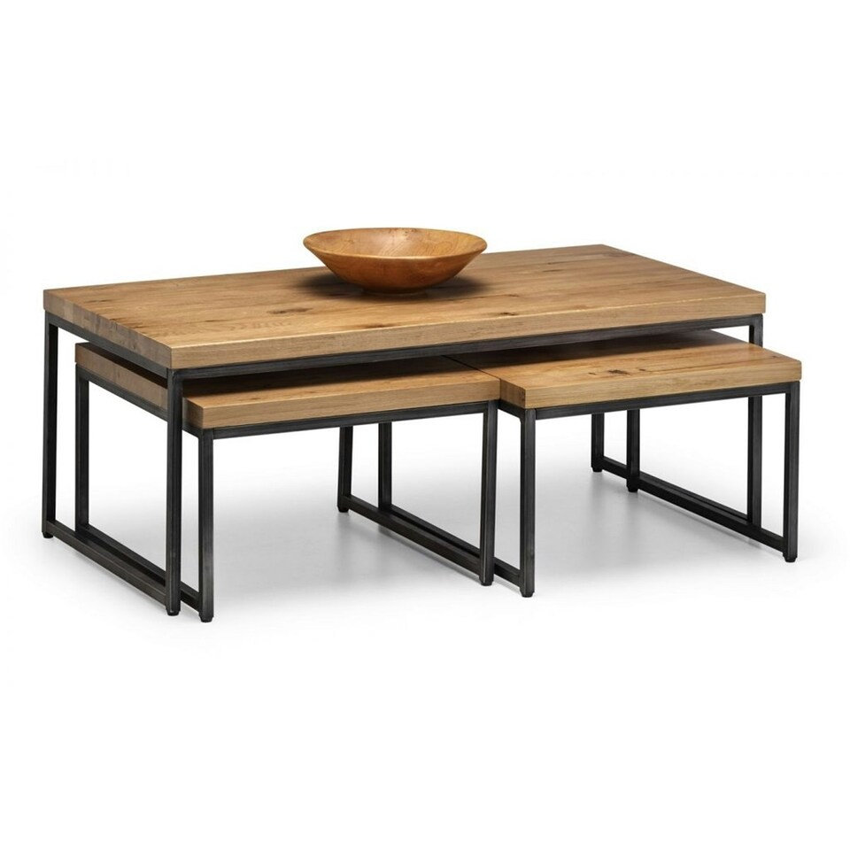 image 1 of Classic Oak Nesting Coffee Tables Brown