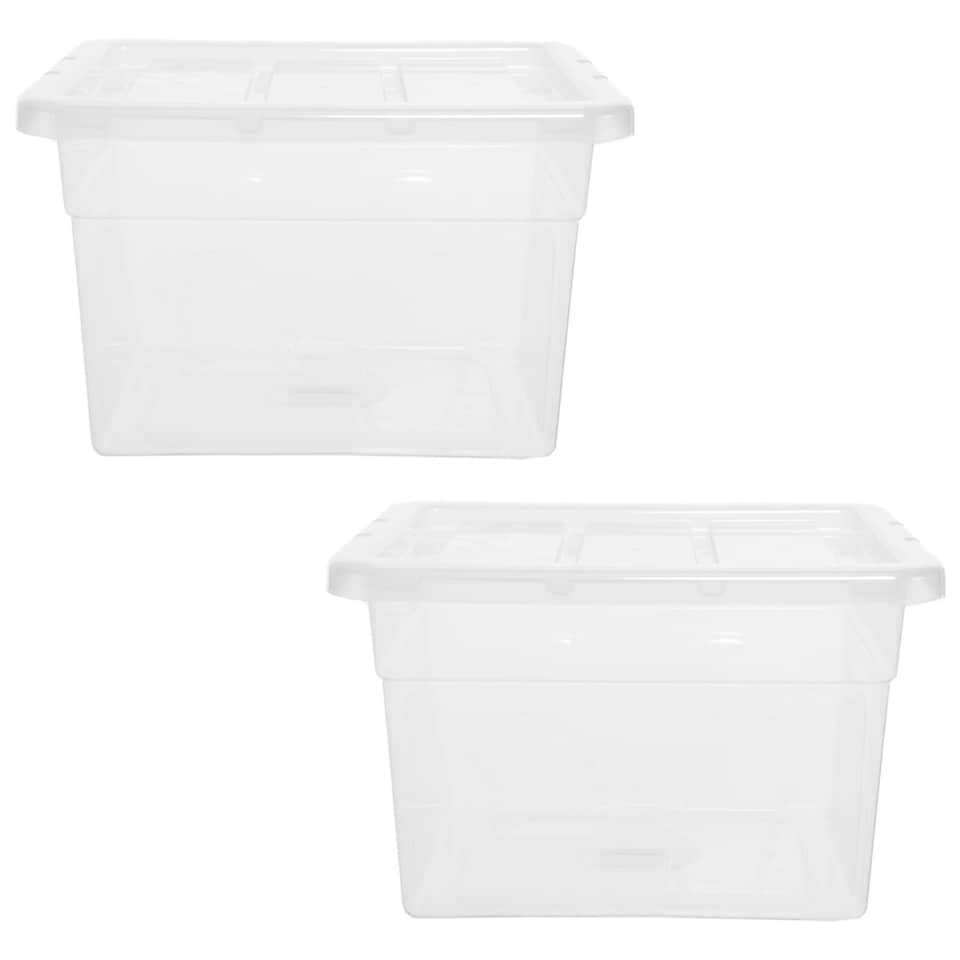 image 1 of 1 x 22 Litre Strong Clear Transparent Storage Container Ideal For Clothes & Books Clear