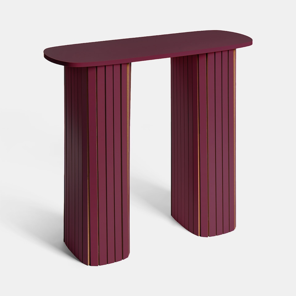 image 1 of OHS Madison Console Table Ribbed Engineered Wood Entryway Display Desk