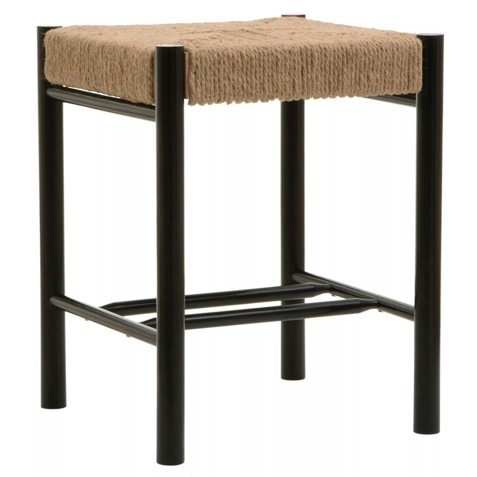 image 1 of Interiors by Premier Handwoven Stool, Durable And Comfortable Contemporary Bedroom Stool, Easy To Maintain Lounge Stool Black