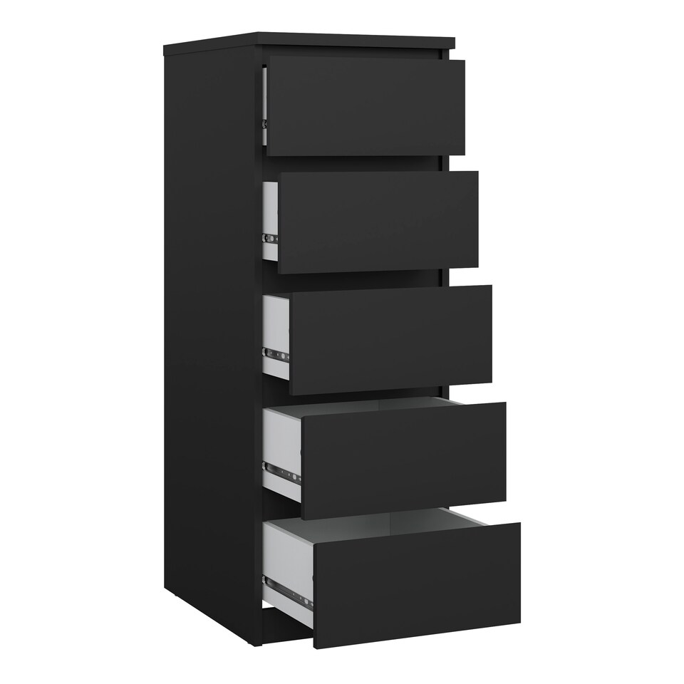 image 1 of Naia Narrow Chest of 5 Drawers in Black Matt