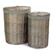 image 2 of Set of 2 Antique Wash Round Linen Basket with Grey Sage Lining | Grey | Grey