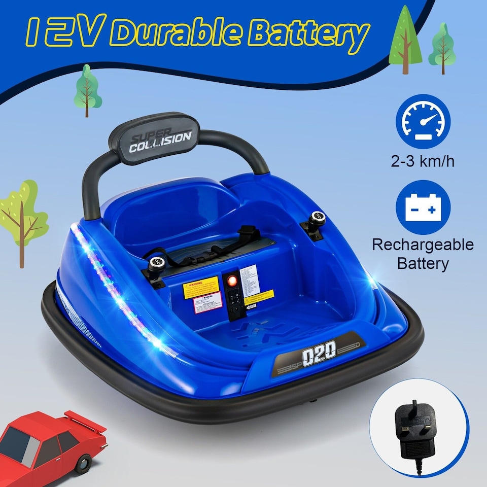 image 1 of COSTWAY Toy Car Kids Ride-On Bumper Car Electric 12V Blue