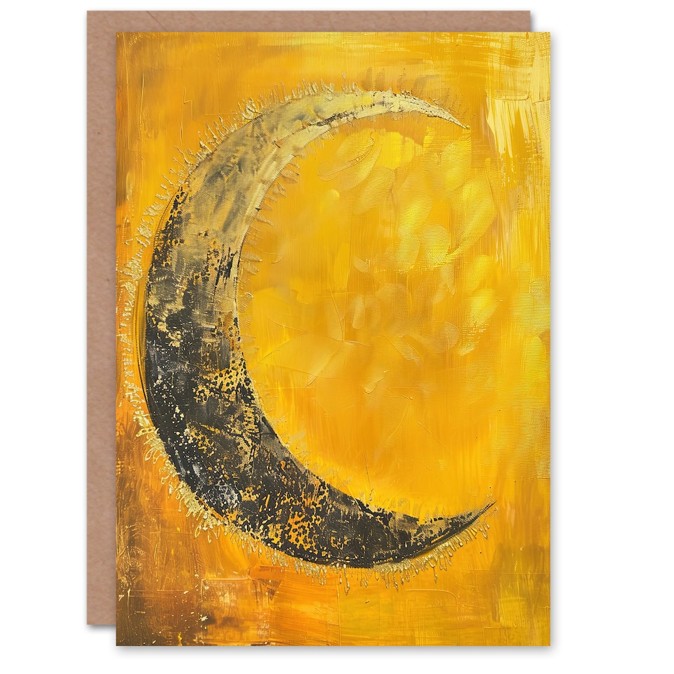 image 1 of Greeting Card Crescent Moon Orange Gold Moonlight Tassels Birthday