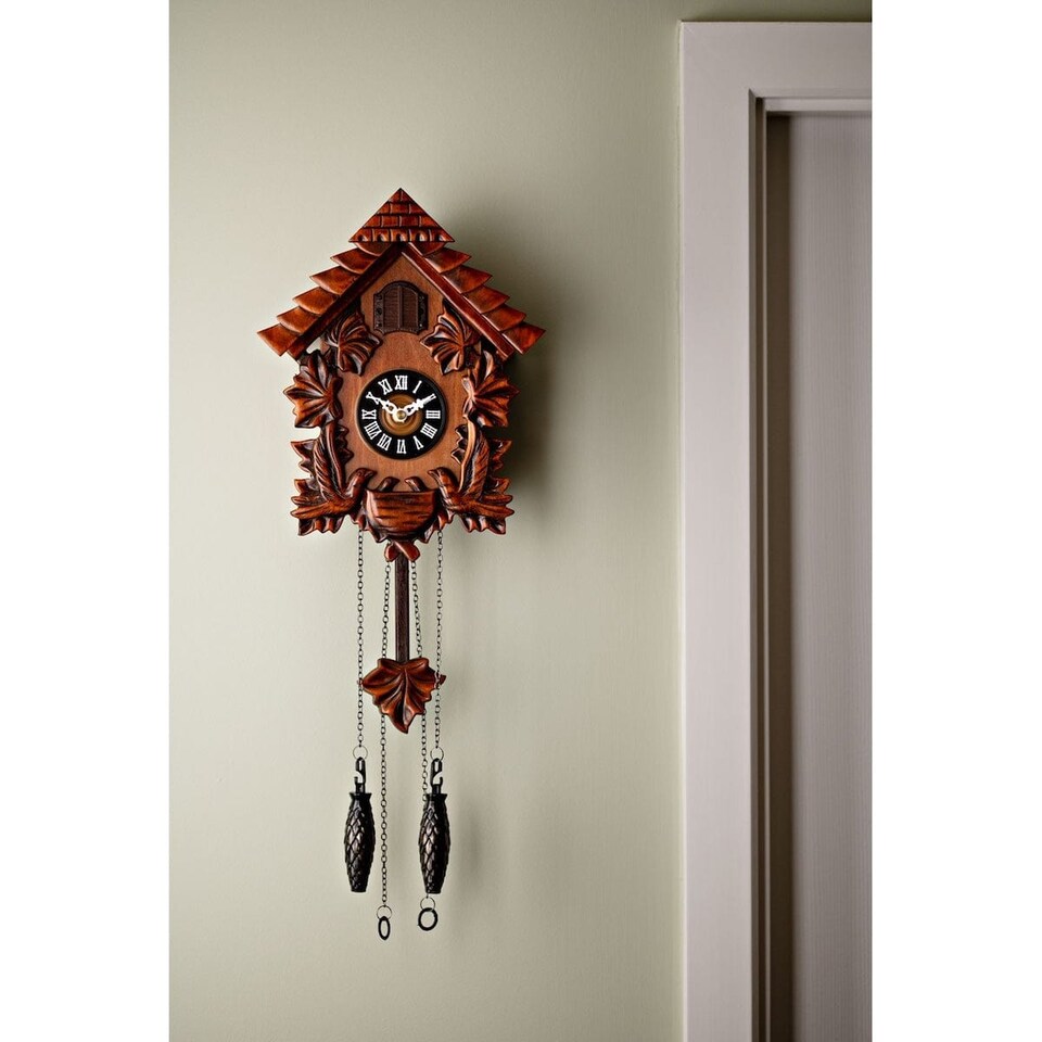 image 1 of Widdop Gifts Wooden Pitched Roof Cuckoo Clock