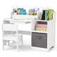 image 9 of COSTWAY Kids Study Desk and Chair Set Children Table White