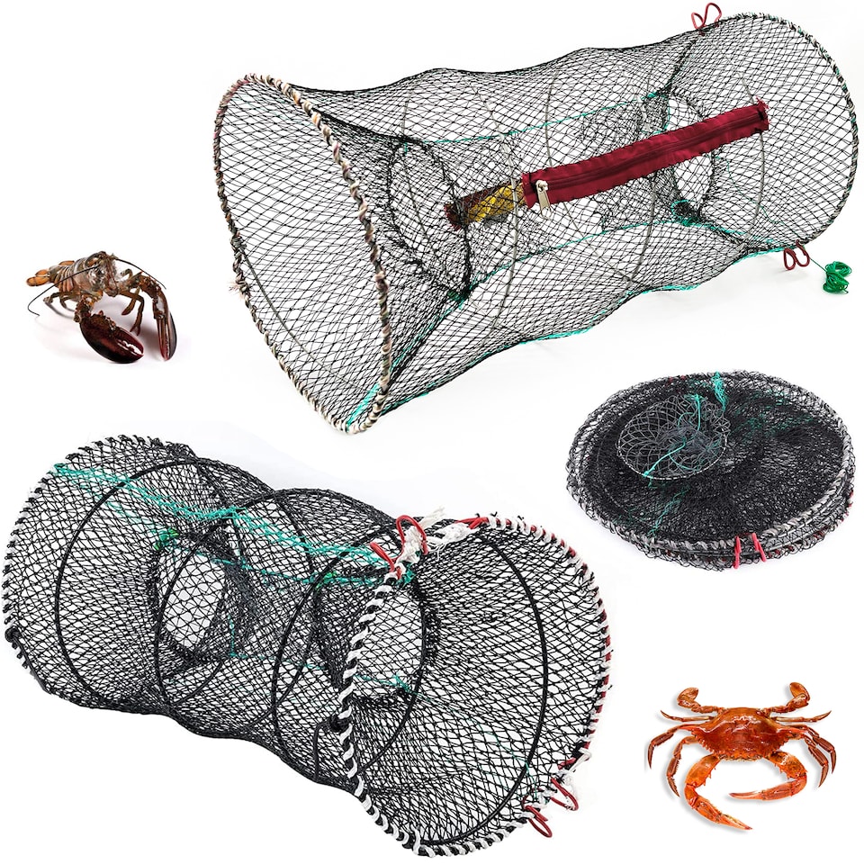 image 1 of 2 x Crab Trap Nets Fishing Pot Basket for Crab, Prawn, Shrimp, Lobster & Eel