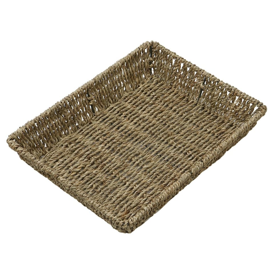 image 1 of JVL Hand Woven Seagrass Rectangular Storage Tray, Capacity:4L, Set of 3 | Multi