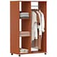image 1 of HOMCOM Open Wardrobe on Wheels, Bedroom Wardrobe with Clothes Hanging Rail, 3 Storage Shelves, Mobile Garment Rack for Cloakroom, Hallway, Walnut