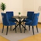 image 3 of Blue Set of Four Studded Velvet Dining Chair with Ring Knocker Detail Blue