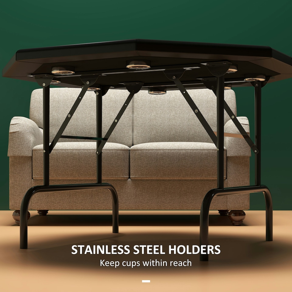 image 1 of SPORTNOW 8 Player Foldable Poker Table with Cup Holders, Green