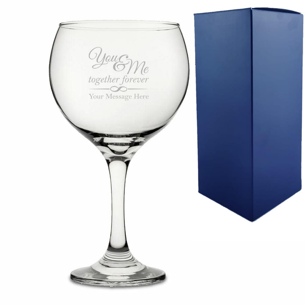 Uniqueful Personalised You & Me together forever Design Gin Balloon Glass in Clear | Size: 1000ml