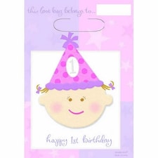 Amscan 1st Birthday Party Bag - Pink/Purple/White - One Size
