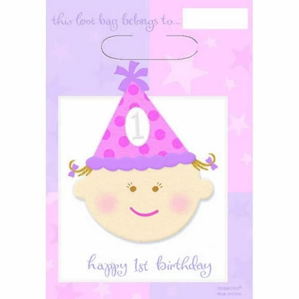 Amscan 1st Birthday Party Bag - Pink/Purple/White - One Size