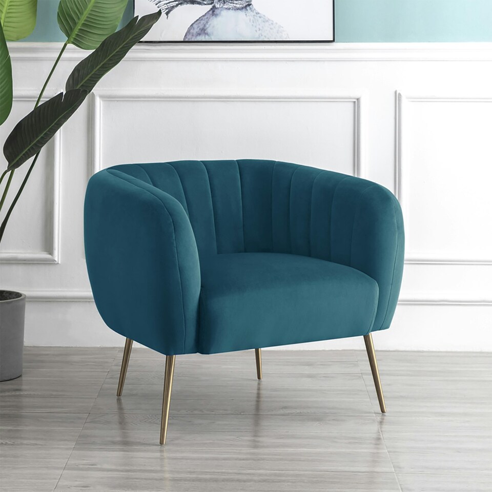 image 1 of Matilda Velvet Fabric Accent Chair - Teal