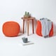 image 6 of Homescapes Burnt Orange Round Cotton Knitted Pouffe Footstool - 35 x 40 cm | Orange | H 35cm x W 40cm