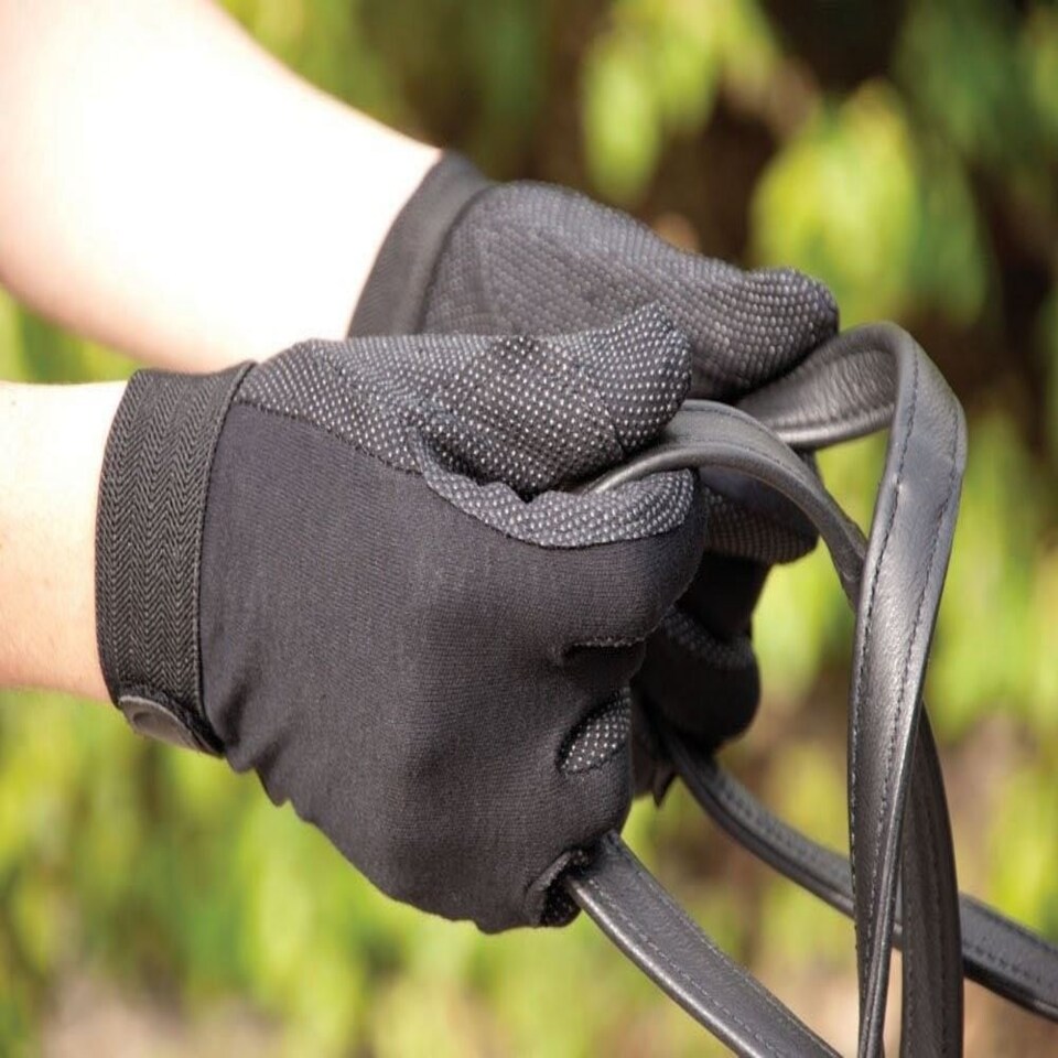 image 1 of Rhinegold Cotton Pimple Horse Riding Gloves Black | Size: X-Small
Colour: Black