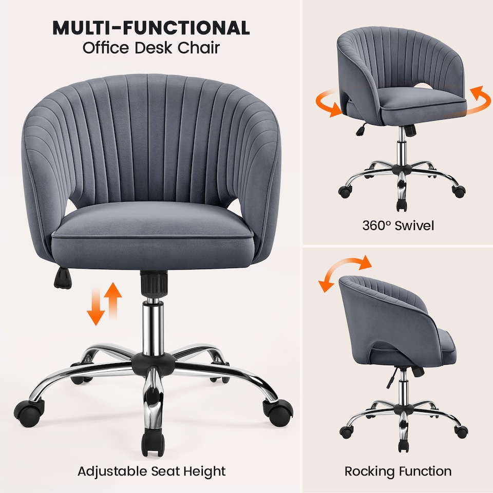image 1 of Yaheetech Swivel Home Office Chair with Tufted Barrel Back | Black