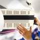 image 5 of 55x40x20cm Ryanair (Priority) TUI, Carry on Cabin Suitcase Hard Shell Approved for 60+ Airlines Cream | Cream/Black | Cabin Bag