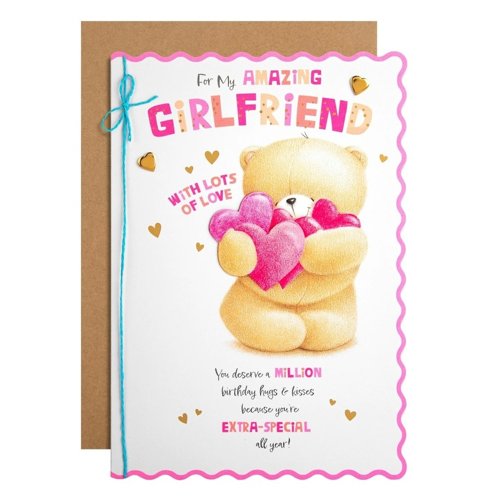 image 1 of Cute Forever Friends with Hearts Design Girlfriend Birthday Card