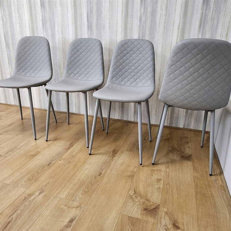 image 1 of Dining Chairs Set of 4 Grey Leather Kitchen Chairs Grey