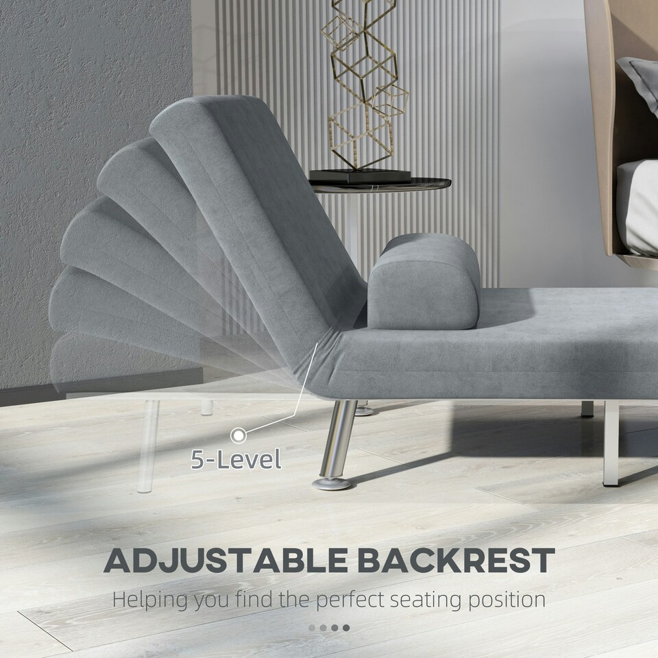 image 1 of HOMCOM Convertible Chair Bed, 3-in-1 Linen Sleeper Chair with Adjustable Backrest, Pillow, for Living Room, Bedroom, Blue | Blue | One Size