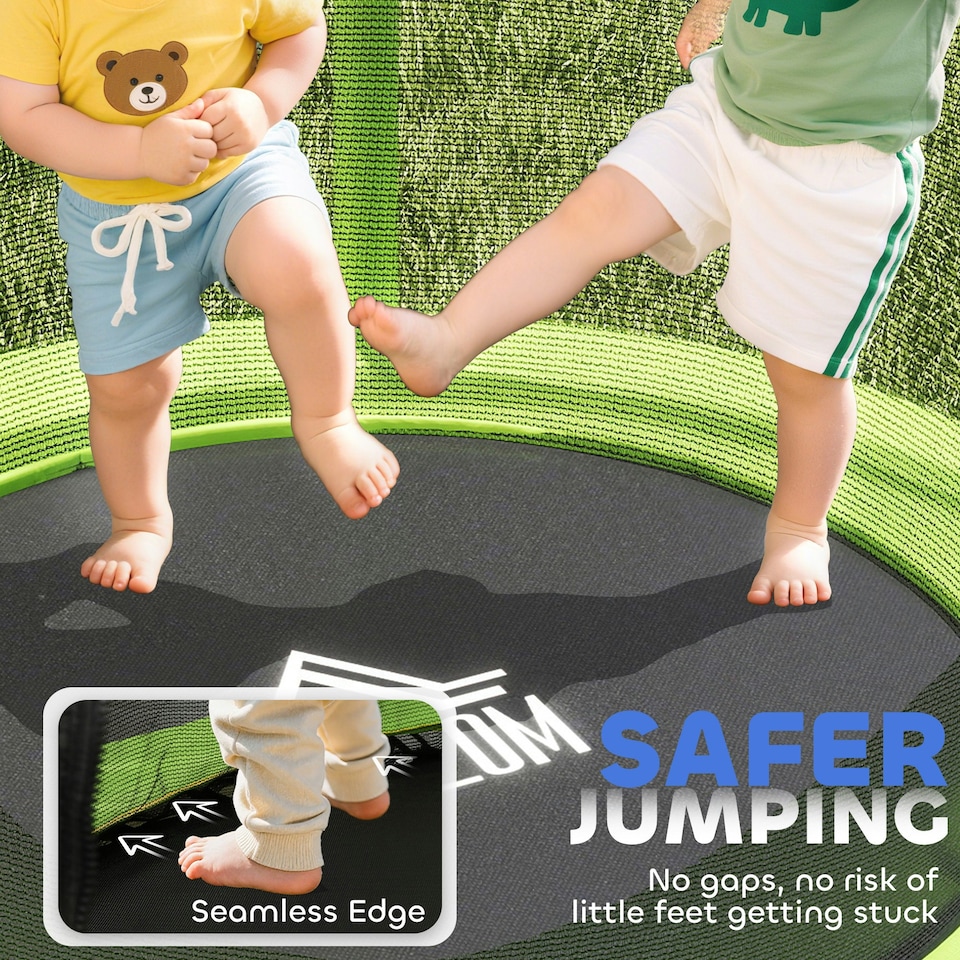image 1 of HOMCOM Kids Trampoline Mini Bouncer w/ Enclosure Net for 3-6 Years Green