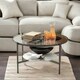 image 3 of 2 Tier Round Faux Marble Glass Coffee Table Heavy Duty Black