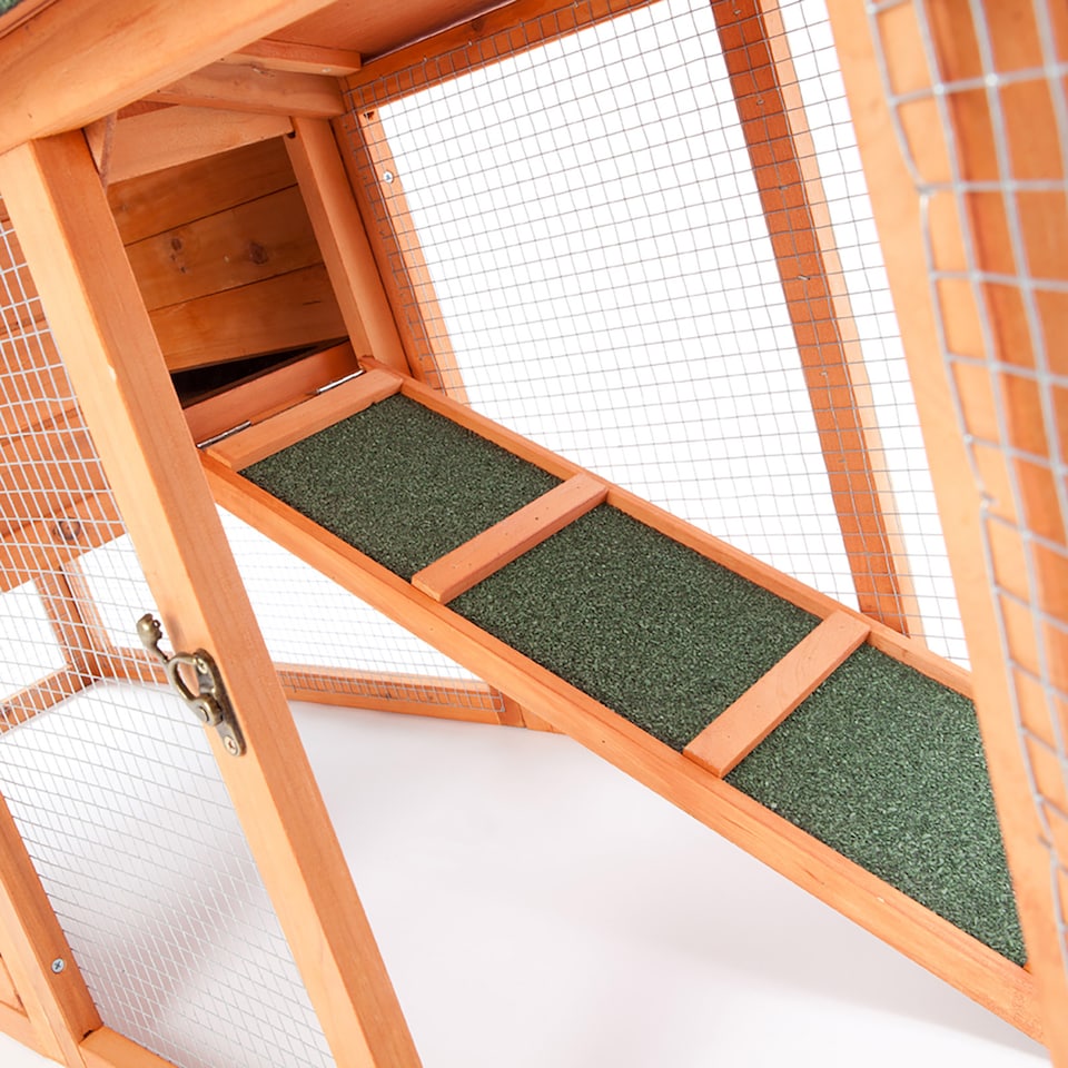 image 1 of Actiaspet - Portable Wooden Rabbit Hutch with Run (Fir & Plywood) | 147cm x 52cmx 85.5cm