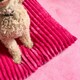 image 3 of OHS Ribbed Fleece Rectangular Soft Warm Cosy Plump Plush Pet Dog Cat Cushion Bed, 80x60cm Pink | Bright Pink | L