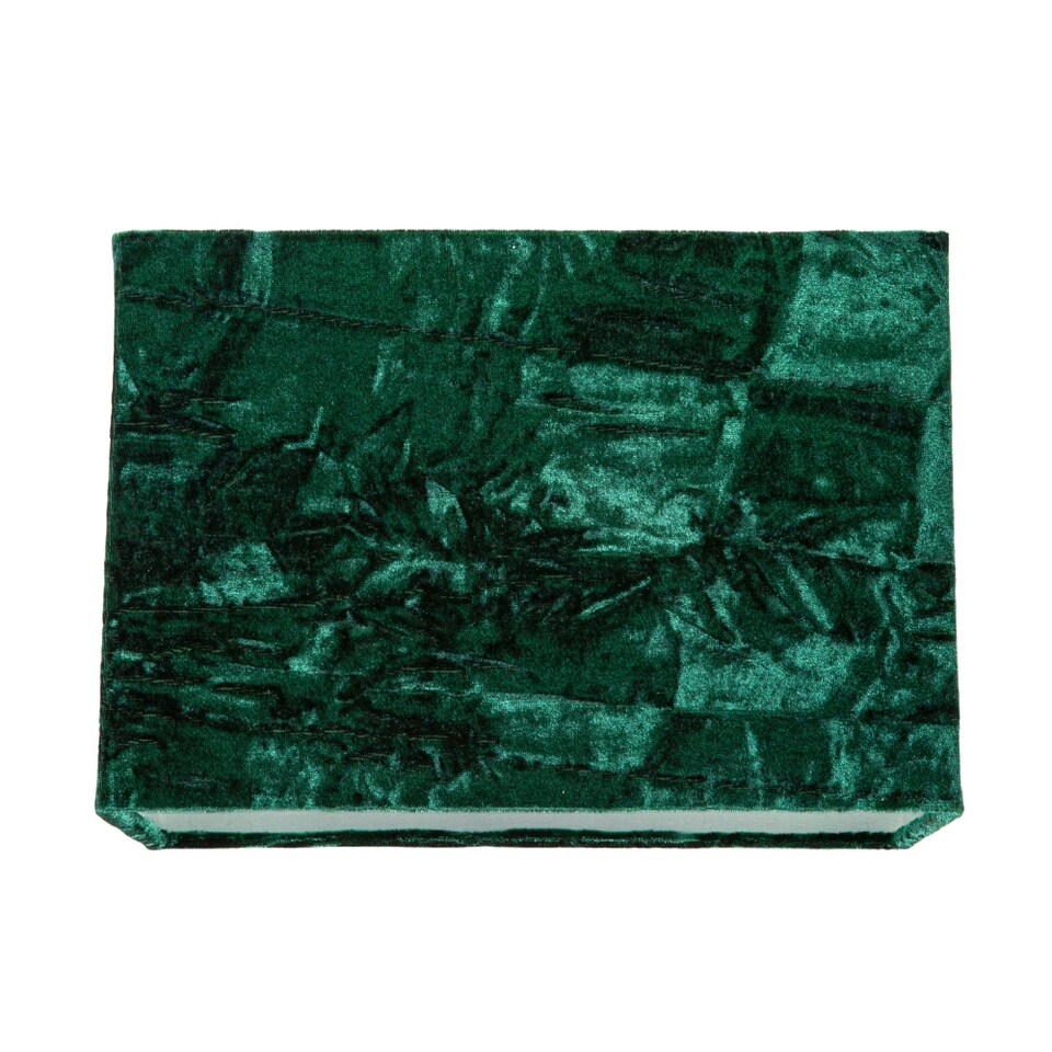 image 1 of Contemporary Designer Forest Green Crushed Velvet Fabric Rectangular Lamp Shade | Green